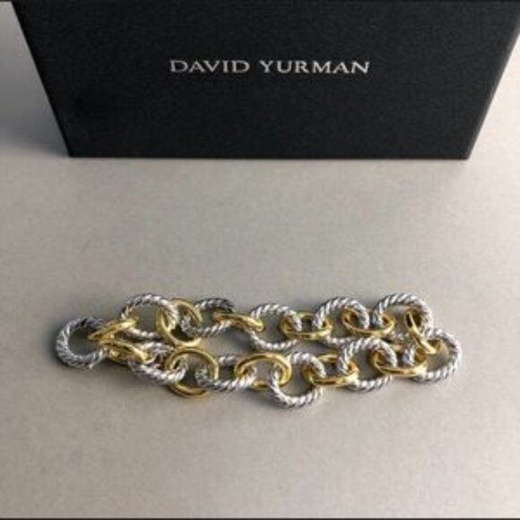 David Yurman Oval Link Chain Bracelet in Sterling Silver with 18K Gold 19 cm - Picture 3 of 6
